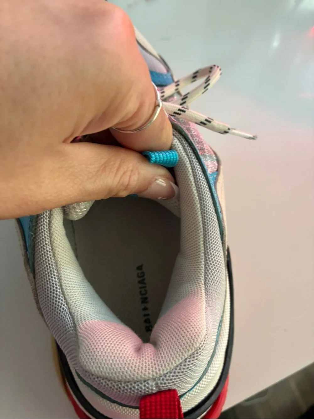 Balenciaga triple S Sneakers with Cream, Blue & Red Accents